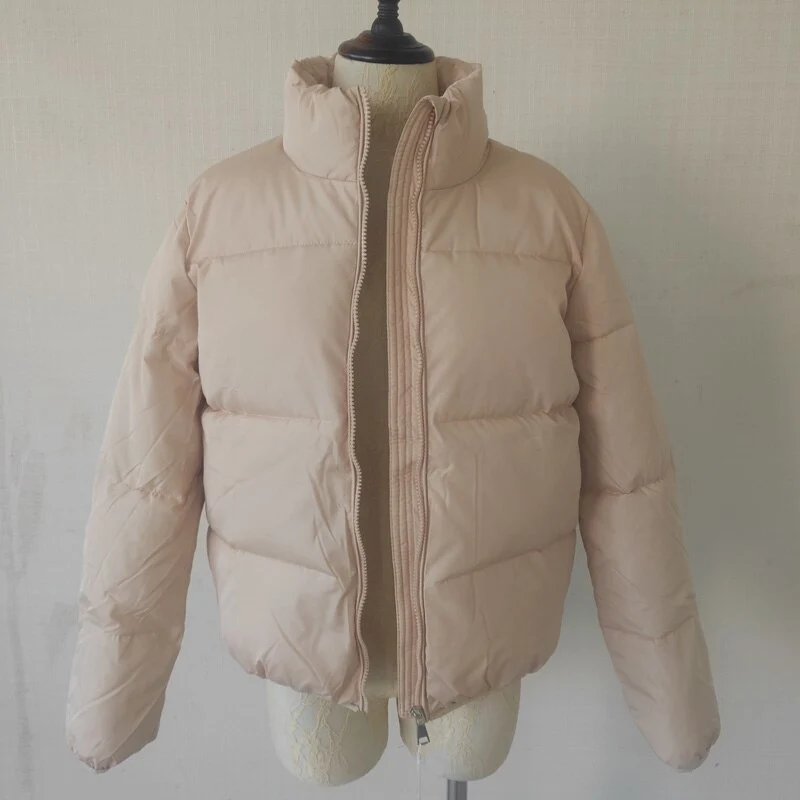 FORERUN Fashion Bubble Coat Solid Standard Collar Oversized Short Jacket Winter Autumn Female Puffer Jacket Parkas Mujer 2021