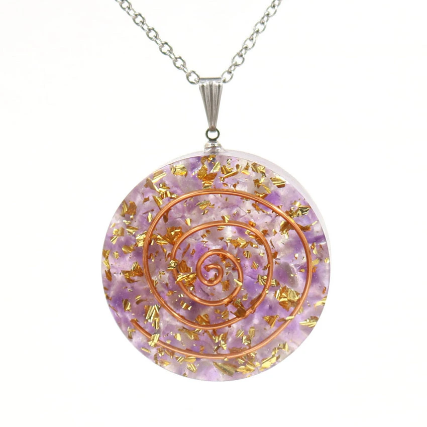 Amethyst Round Energy Crystal Pendant