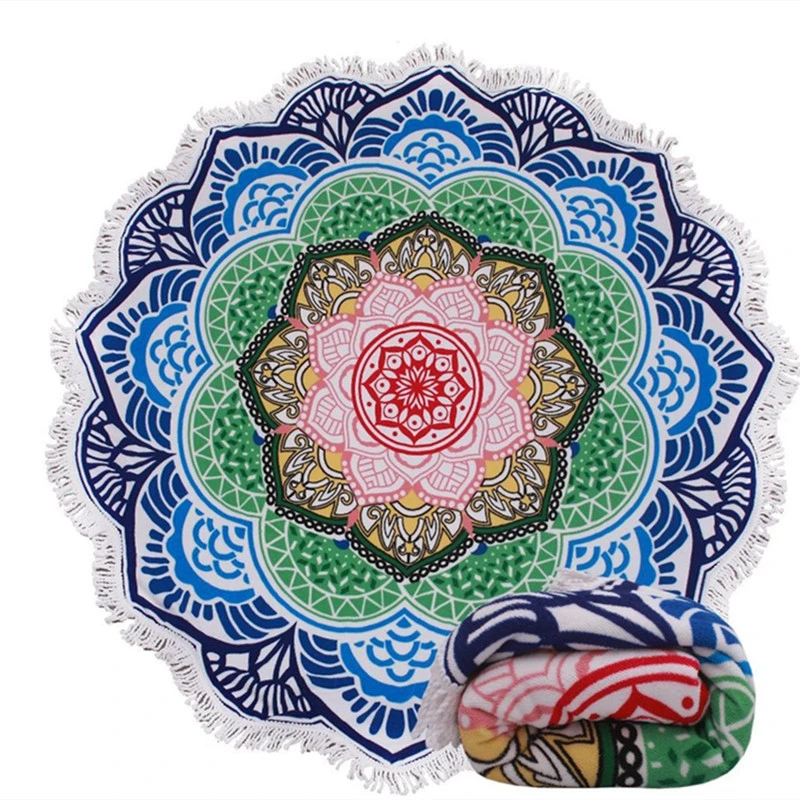 Microfiber Beach Towel Hand-Painted Mandala Beach Towel Cushion