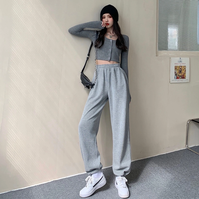 Women's High Waist Slimming Loose Casual Straight-leg Trousers