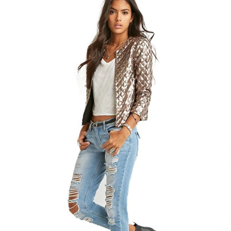Bronzed diamond block cardigan jacket
