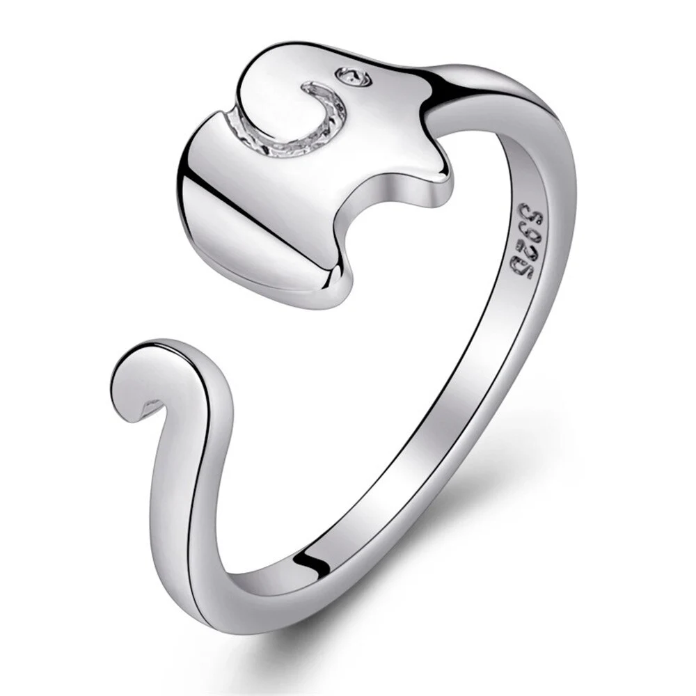 Ladies silver elephant ring