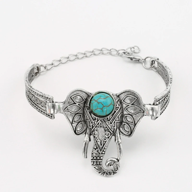 Retro Ethnic Style New Totem Elephant Turquoise Bracelet