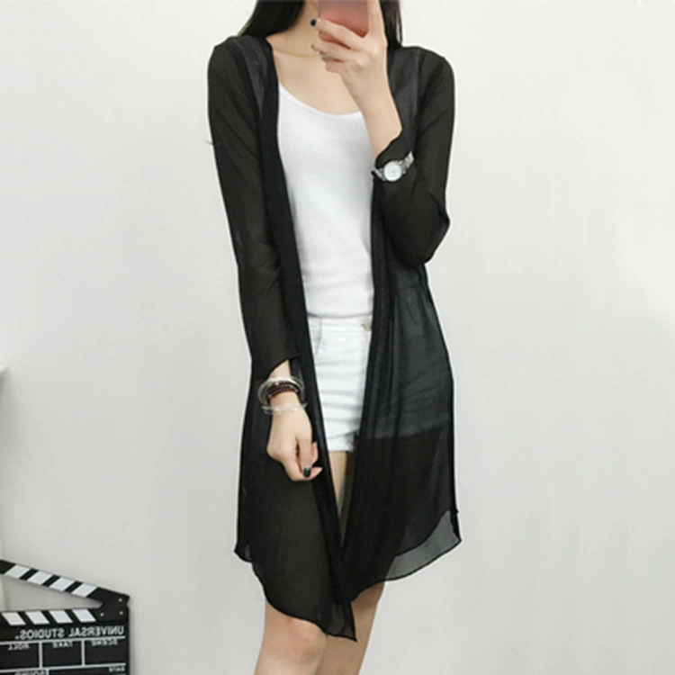 Chiffon mid-length cardigan