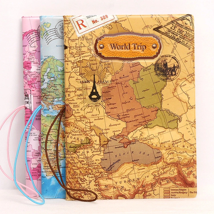 World map stereo passport holder