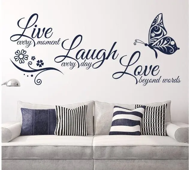 Live Love English Butterfly Wall Sticker