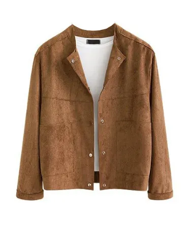 Large size women's fashion slim suede short coat