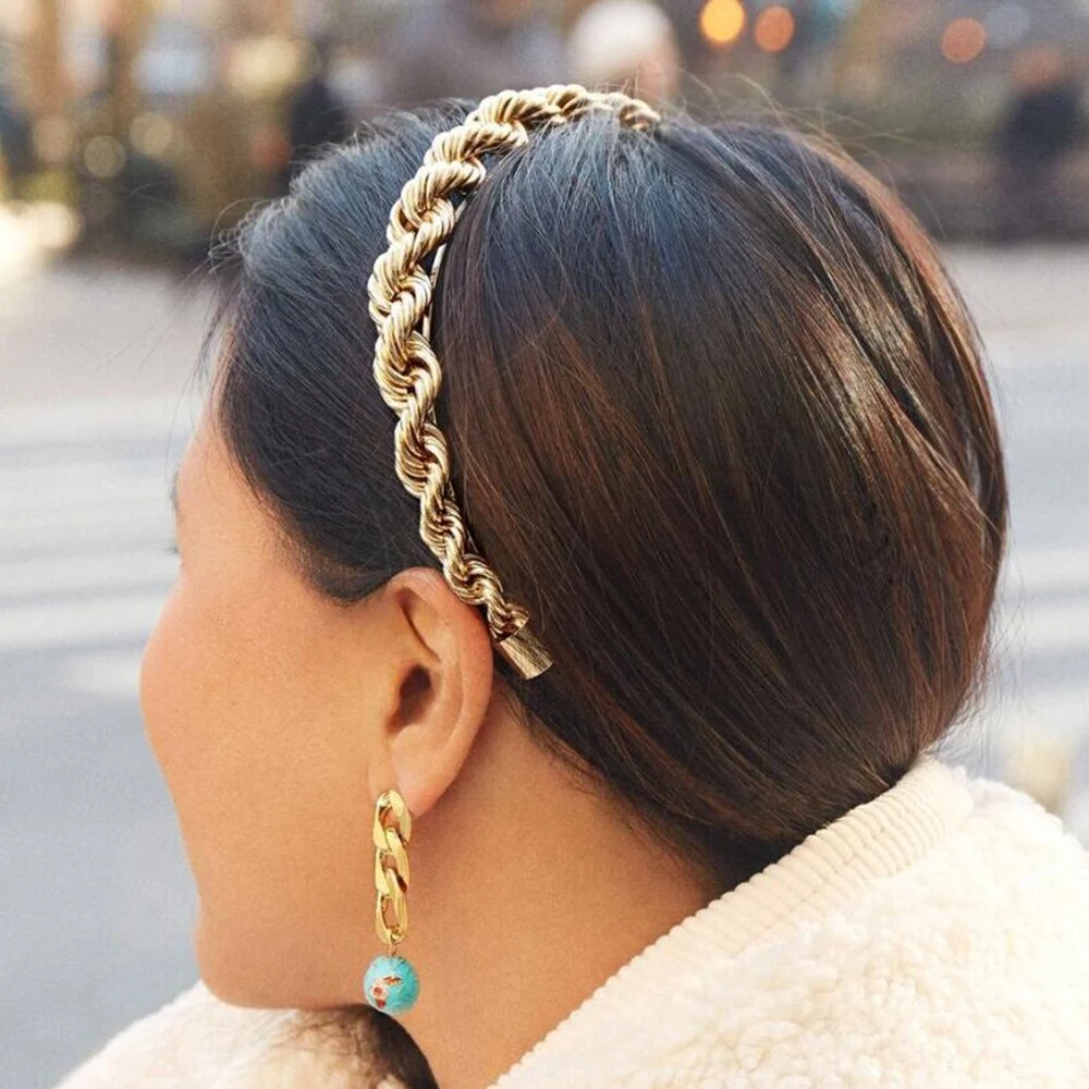 Alloy chain interlocking metal headband