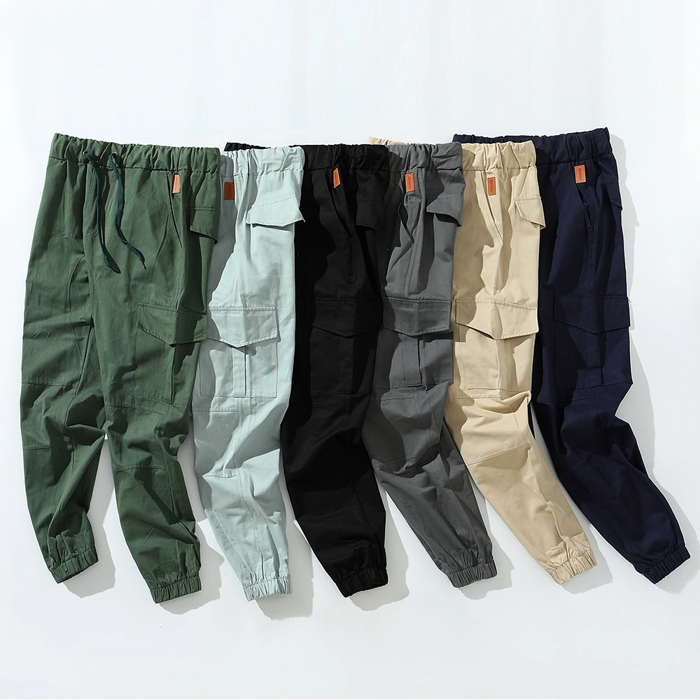 Multi-pocket cotton sports trousers