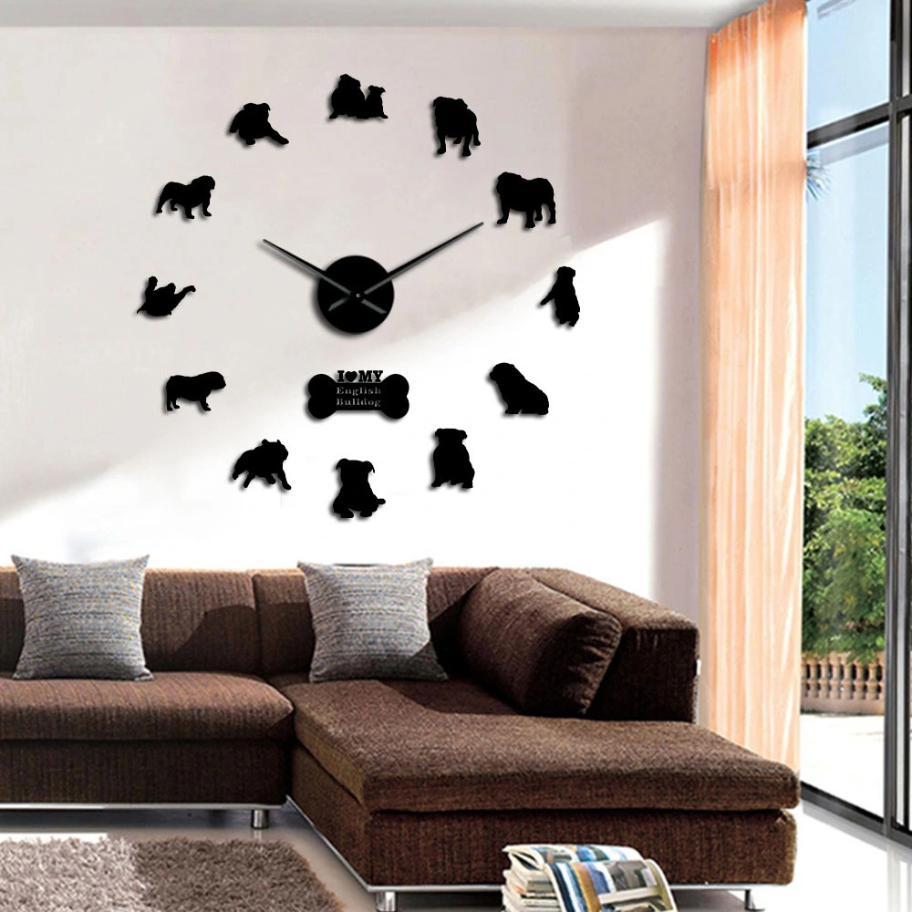 Bulldog Acrylic Mirror Wall Clock