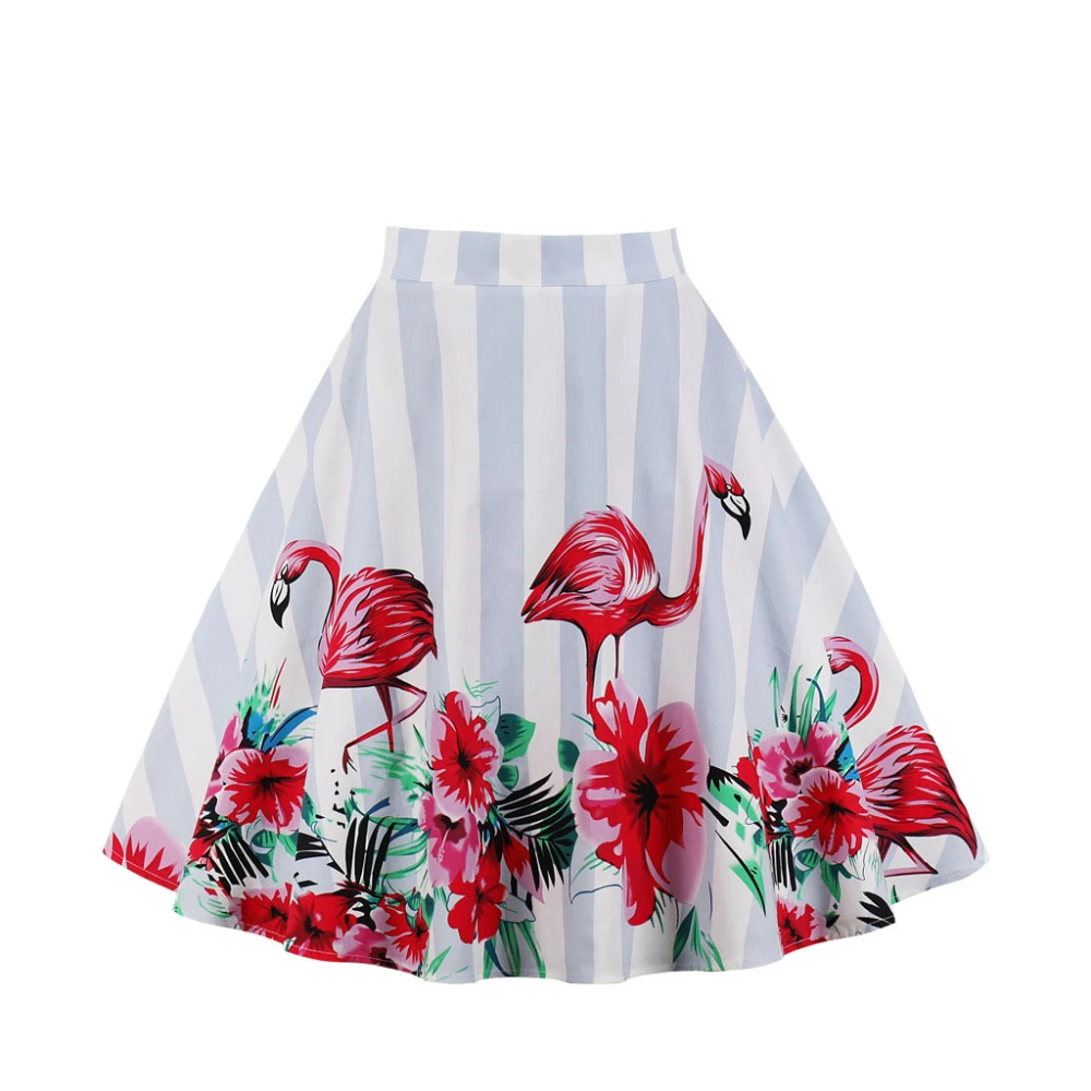 A-line skirt with rose flower animal print