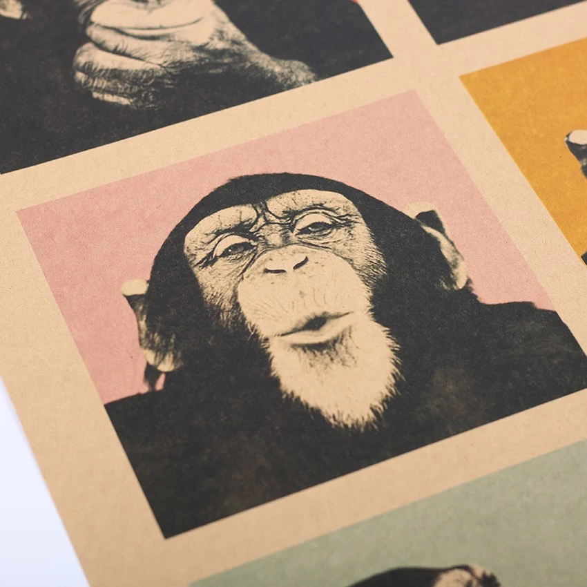 1Pcs Vintage Poster Gorilla Adornment Bar Counter Retro Kraft Paper Posters Movie Poster Wall Stickers Home Decor