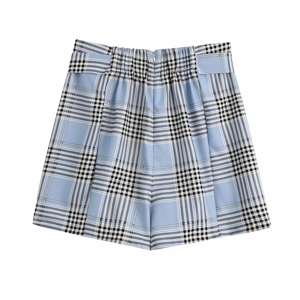 High waist slim check plaid all-match culottes