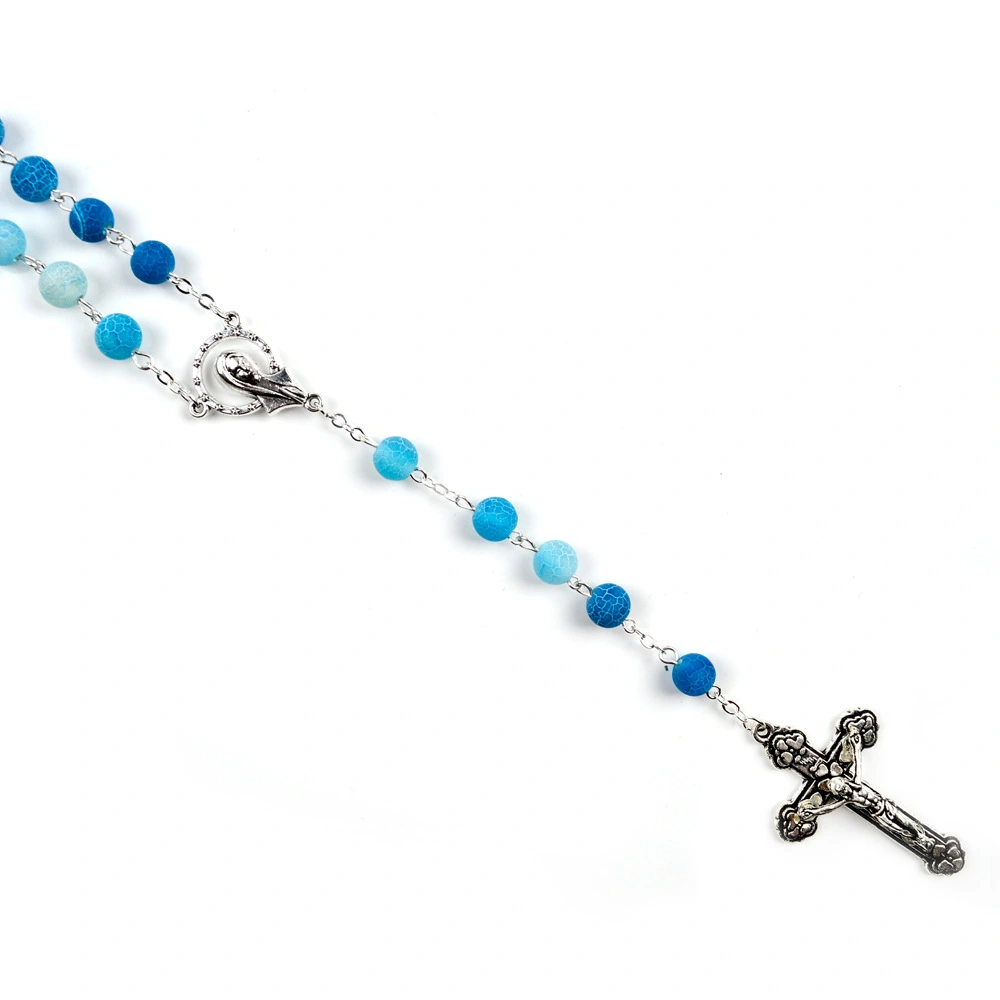 Double-Color Frosted Natural Stone Rosary Necklace