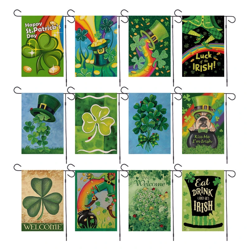 Linen Double-Sided Printing Clover Garden Flag