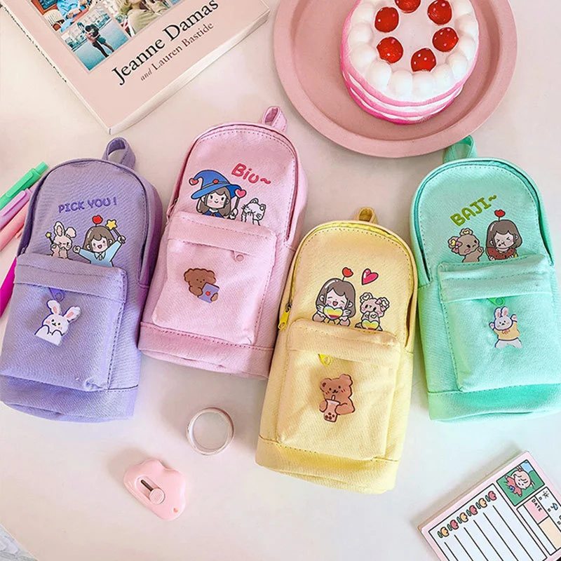 Multifunctional Large-capacity Cartoon Canvas Pencil Case