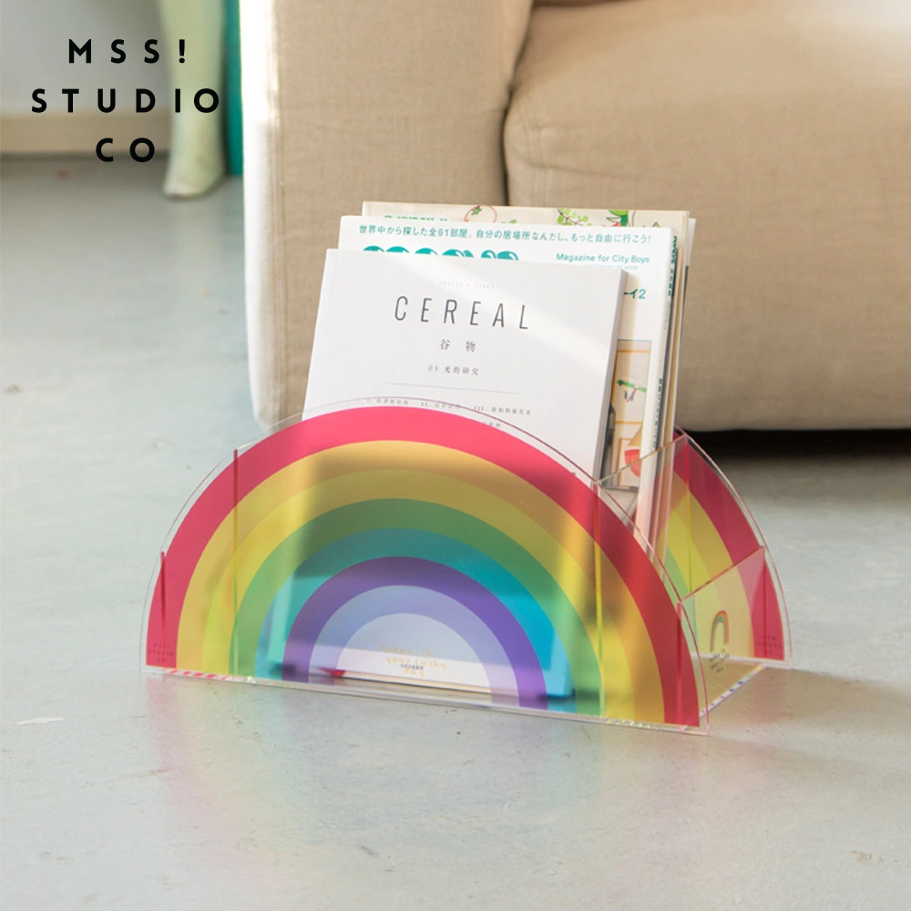 Acrylic RainboPen Holder And Pen Holder Magazine Book Storage Rack Rainbow Tray Nordic Ins Style