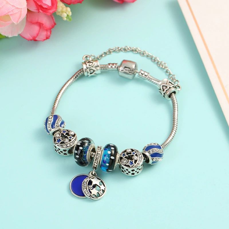 Starry sky glazed bead bracelet