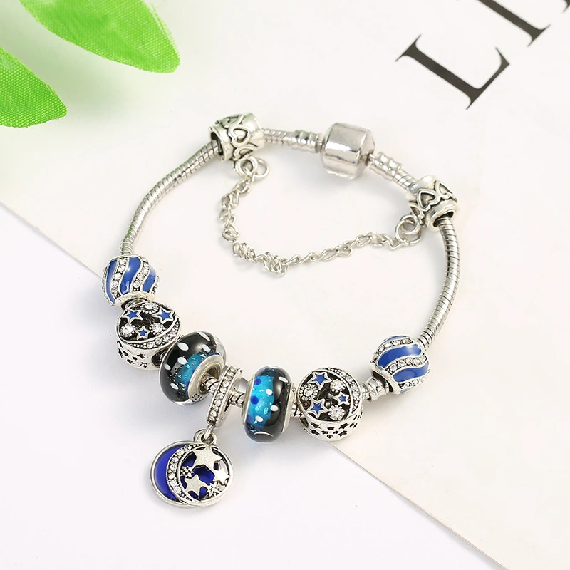 Starry sky glazed bead bracelet