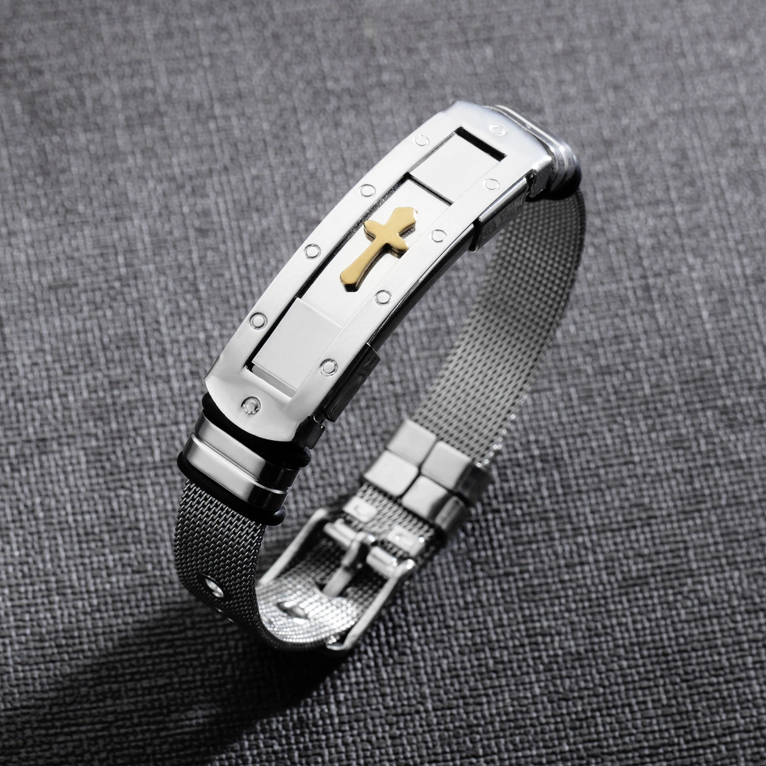 Stainless Steel Cross Bible Charm Bracelet Wristband For Men Adjustable Watch Bands Bracelet Christian Jewelry