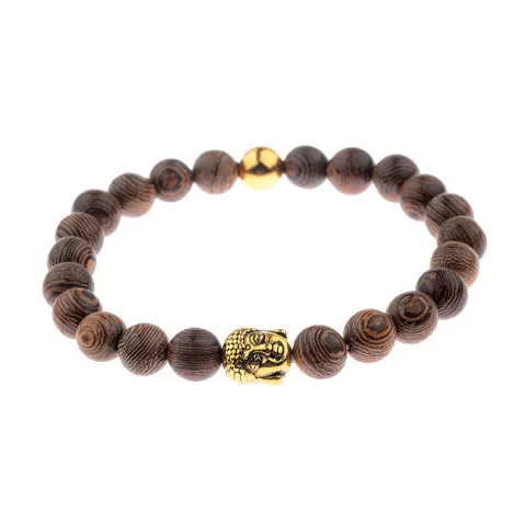 Wood grain bead bracelet