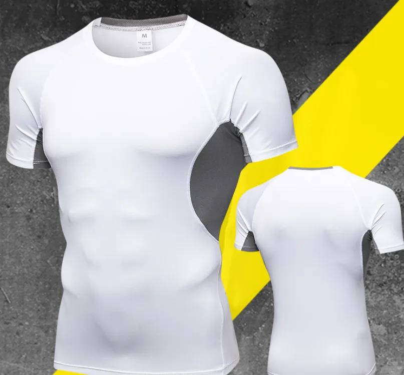 MZ fitness clothing men's short-sleeved sports quick-drying pro running training T-shirt basketball tight compression mesh M0009