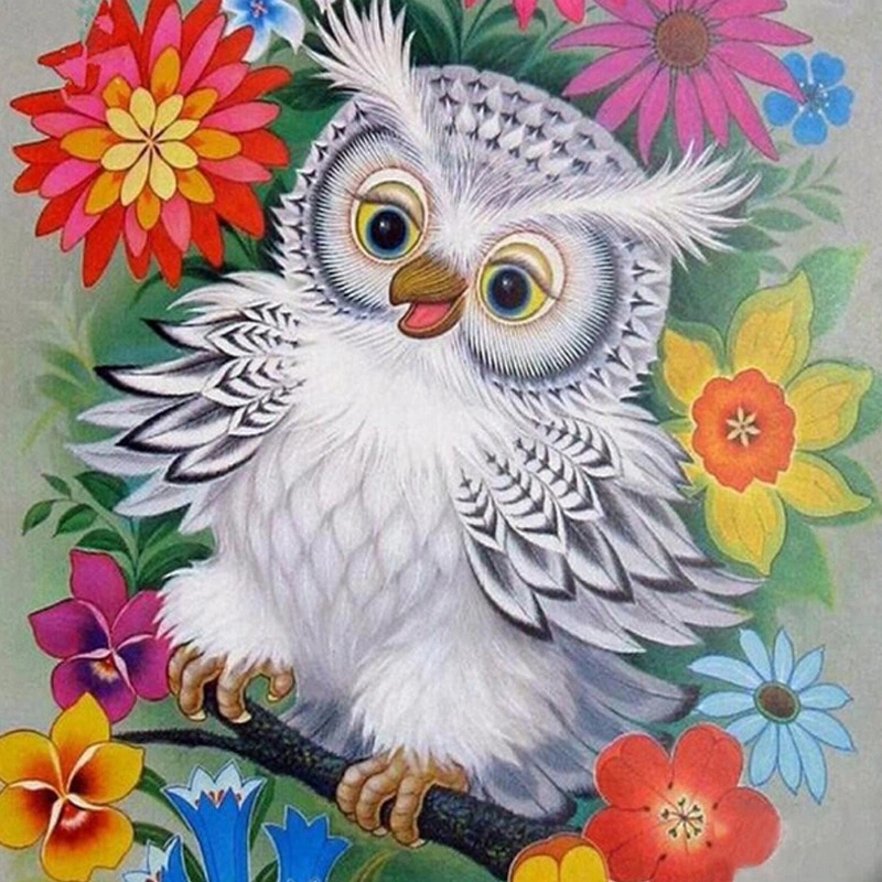 Cartoon Owl Round Diamond Dot Diamond Embroidery Decorative Painting