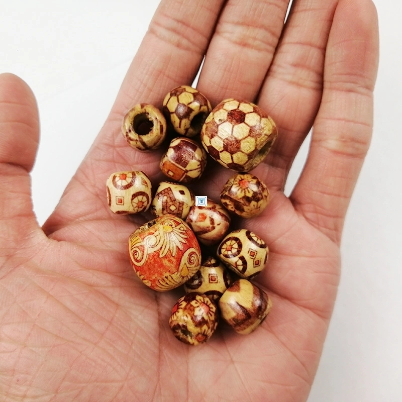 Painted Wooden Beads Spacer Round Big Hole Beads