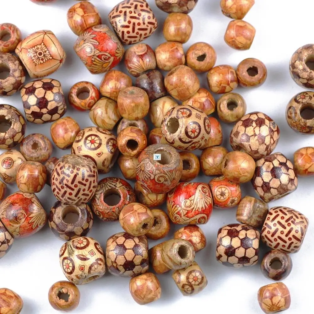 Painted Wooden Beads Spacer Round Big Hole Beads