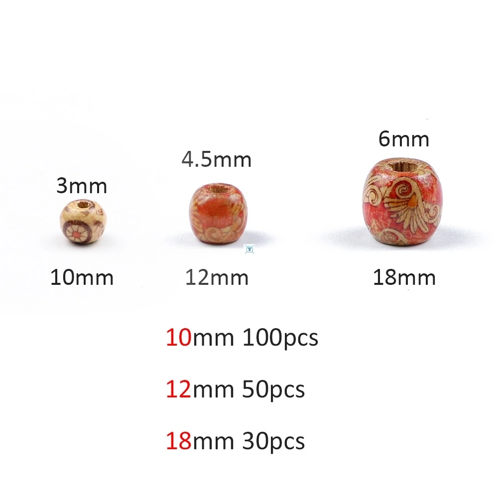 Painted Wooden Beads Spacer Round Big Hole Beads