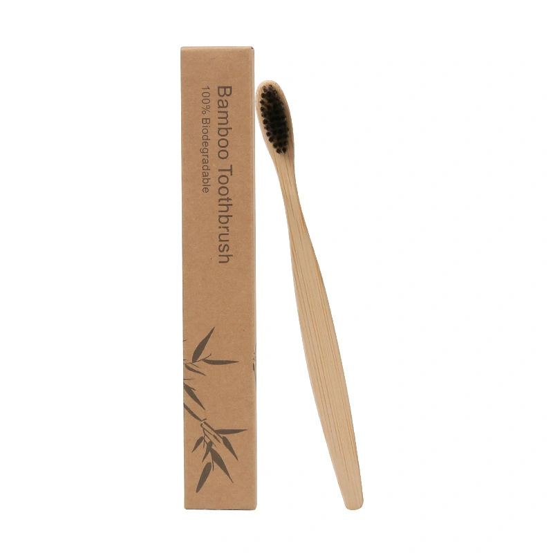 Natural square handle bamboo toothbrush