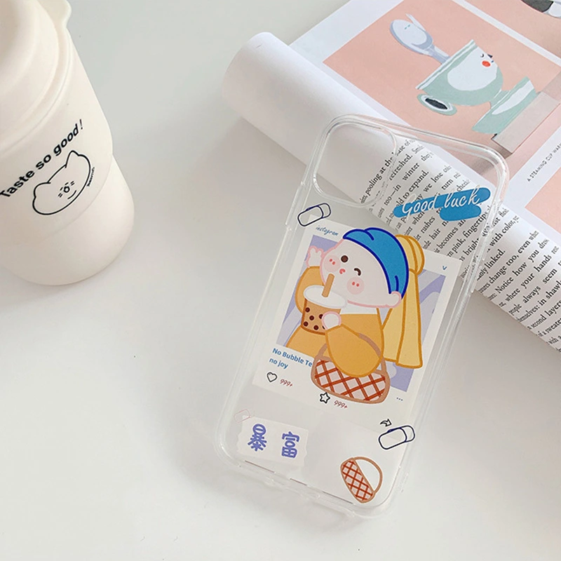 Compatible with Apple , Creative Milk Tea Girl For 11ProMax Apple XS XR Mobile Phone Case