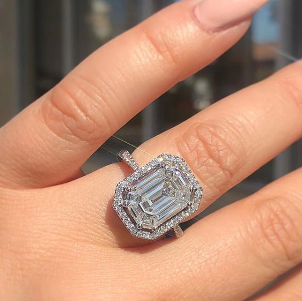 Factory Direct Cross-border Exclusive Jewelry Super Square Diamond Zircon Ring Ins Net Red Explosion Hand Jewelry
