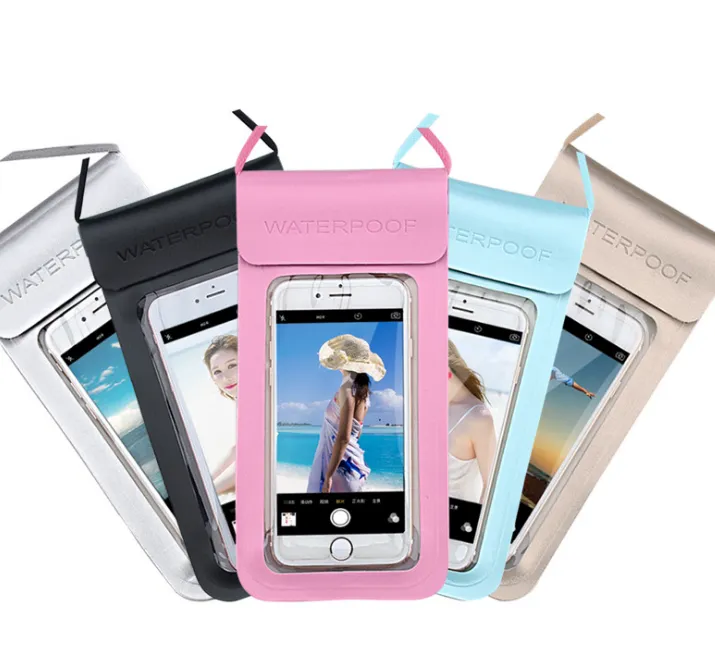 Mobile phone waterproof bag diving set Environmental protection PU transparent TPU touch screen swimming waterproof mobile phone bag universal