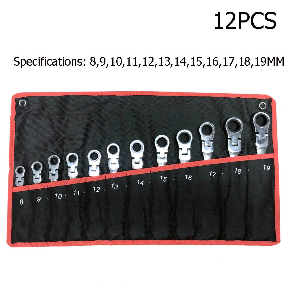 Movable Head Ratchet Wrench Combination Set Of 12 Pieces