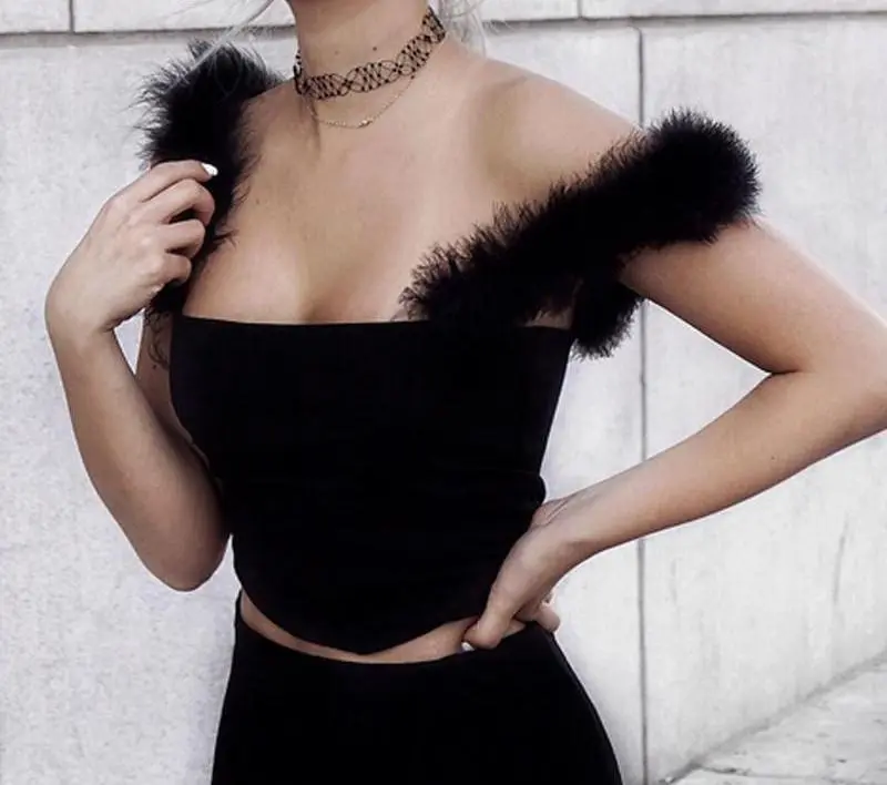 FEATHER SLEEVES CAMI TOP