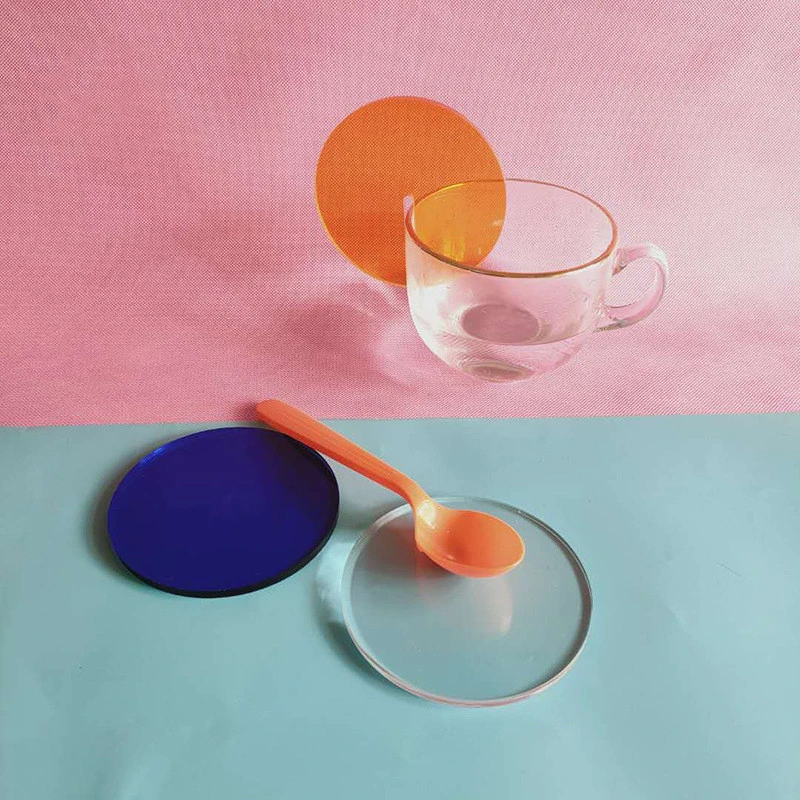 Color Acrylic Round Coaster Tea Cup Heat Pad