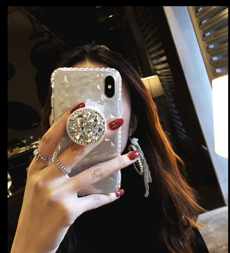 Compatible with Apple, Rhinestone bracket for XSmax mobile phone case iPhone6splus transparent cover