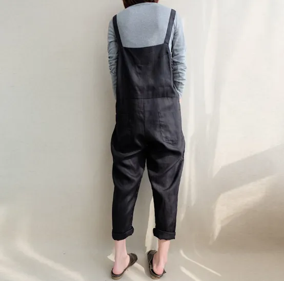 Pants casual pants cotton and linen breathable plus size overalls