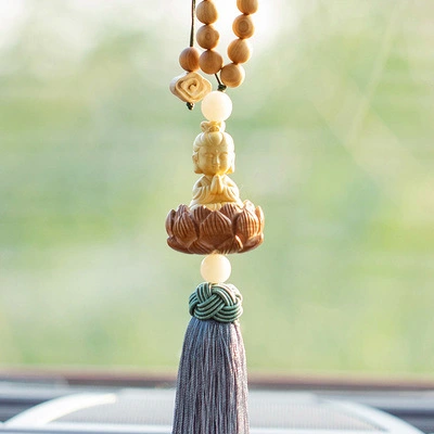 Car Pendant Peach Wood Lotus Ornaments