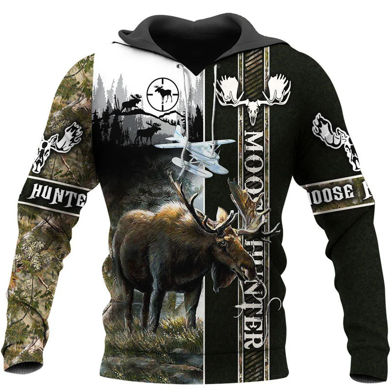 3D Digital Print Hooded Pullover Sweatshirt