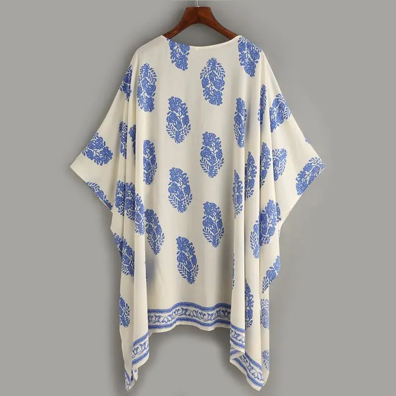 Pattern Print Loose Kimono