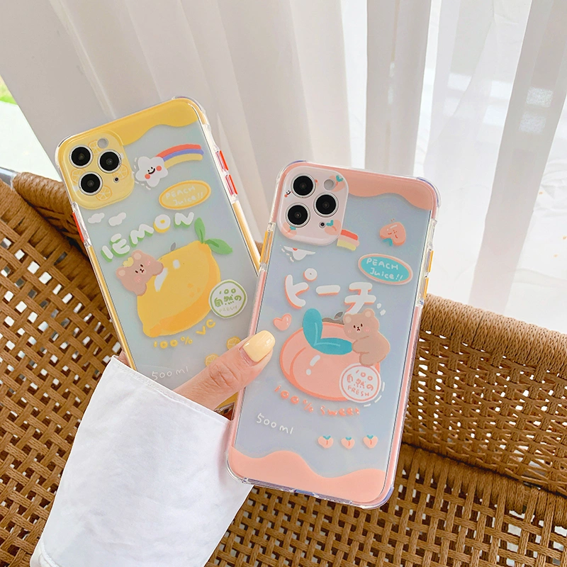 Compatible with Apple , All-inclusive Silicone Phone Case For Lying Fruit Bear