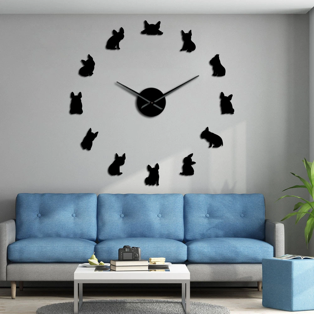 No frame wall clock with dog design