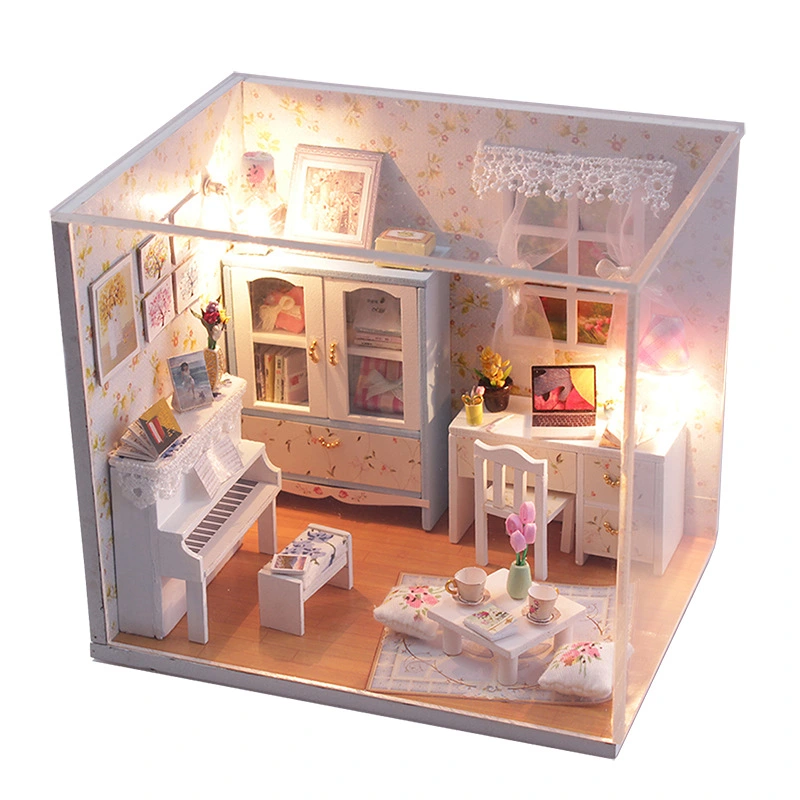 Dly Hand-made Assembled Cottage Child  Model House Girl Toy Villa Princess House Cabin