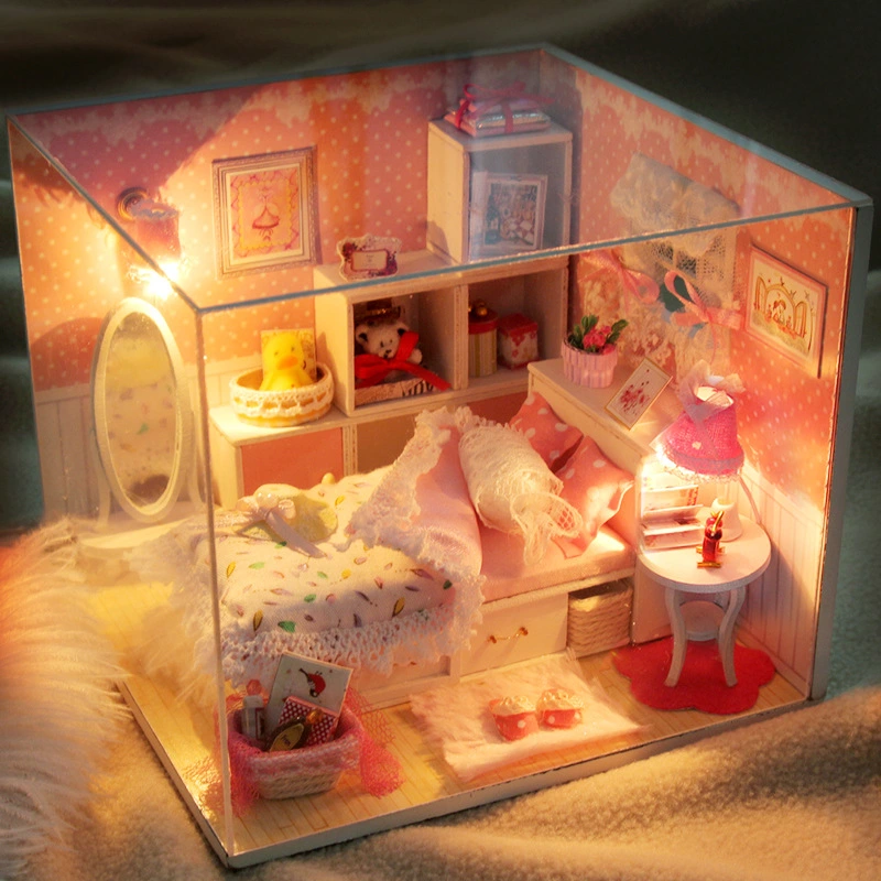 Dly Hand-made Assembled Cottage Child  Model House Girl Toy Villa Princess House Cabin