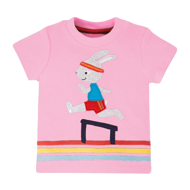 Round Neck Cotton Short Sleeve Girls T-shirt