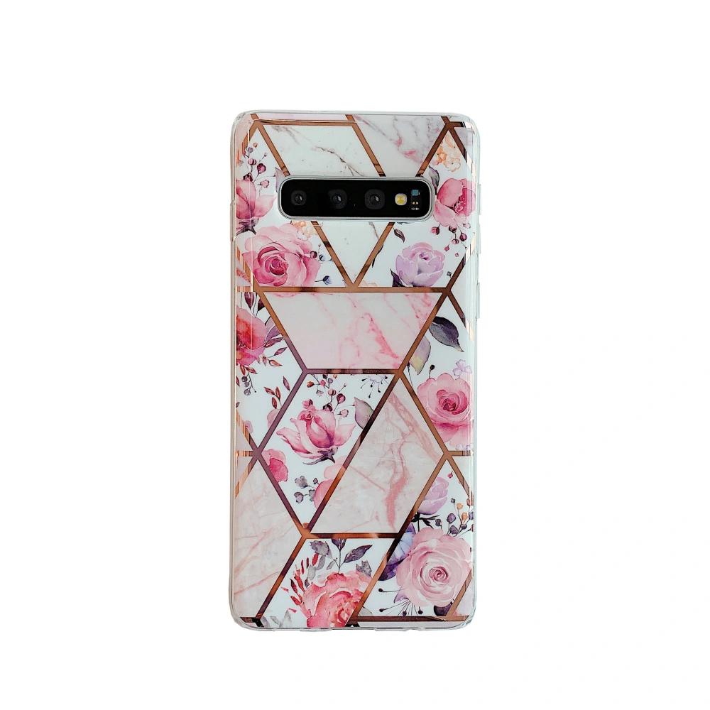 Flower Stitching Geometric Marble Pattern Silicone Electroplated Phone Case