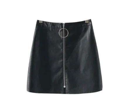 Autumn and winter black PU leather skirt skirt high waist large size super fire A word skirt zipper female bag hip skirt short skirt