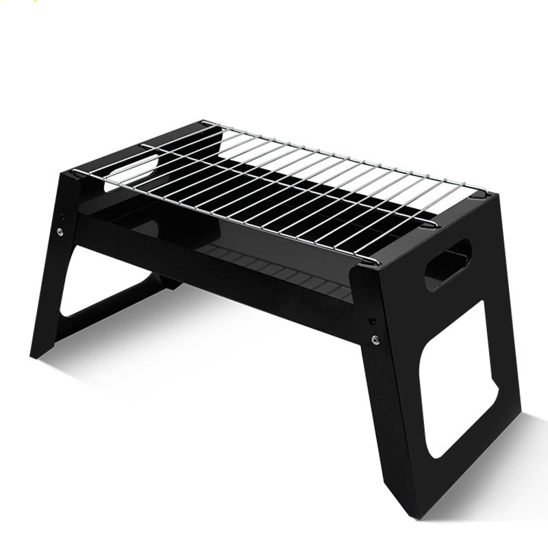 Folding Outdoor Barbecue Grill Iron Rotisserie Chicken Meat Kebab Roasting Rack Portable Camping Picnic BBQ Charcoal Stove Stand